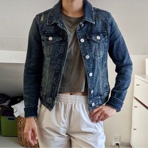 Anthropologie Pilcro and the Letterpress cropped denim jacket size M